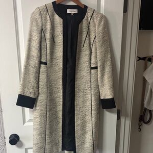 Calvin Klein Textured Black and Cream Coat